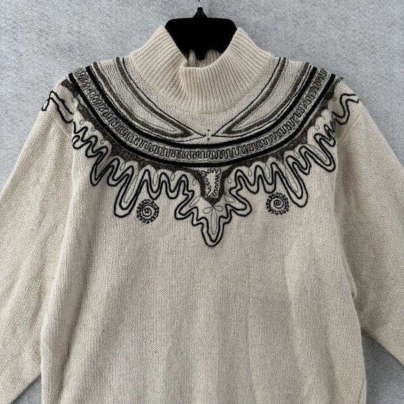 Diffusion Sweater Womens MED Ivory Southwestern Fair Isle Angora Silk Turtleneck - Picture 3 of 14